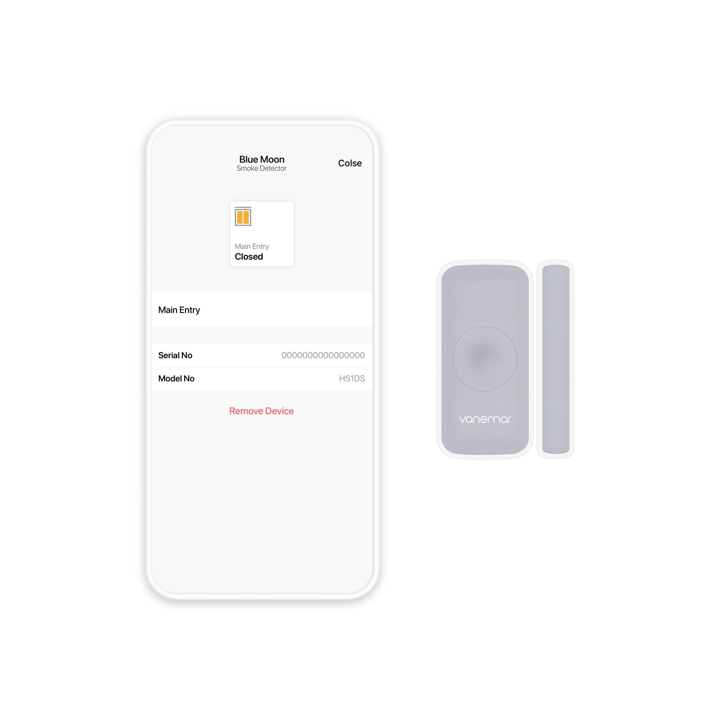 vanemar entry sensor image with mobile app