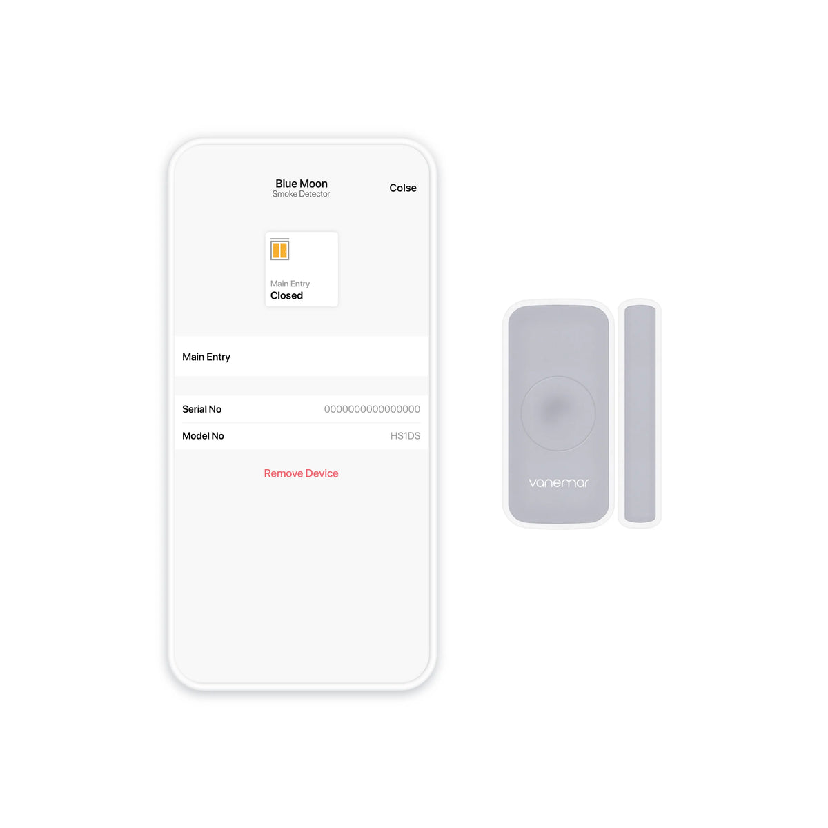 vanemar entry sensor image with mobile app