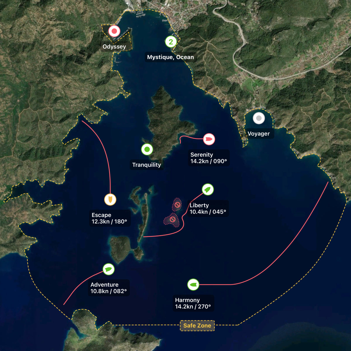 Vanemar Fleet satellite map with vessel locations
